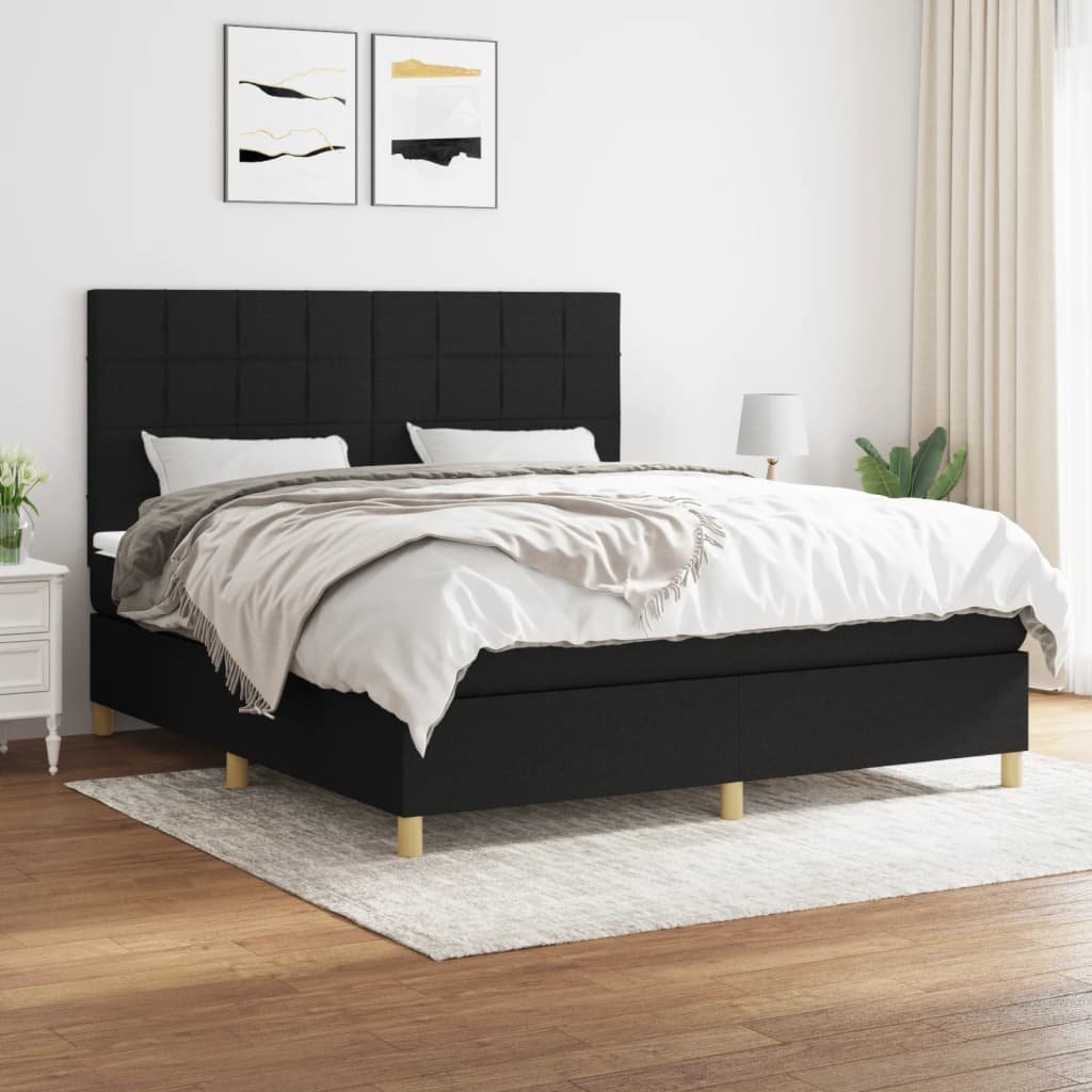 Giroletto a Molle con Materasso Nero 160x200 cm in Tessuto | homemem39
