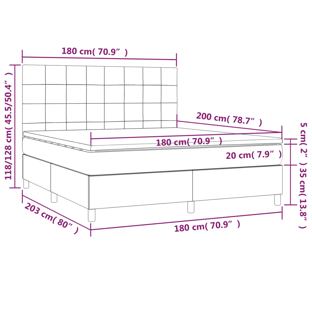 Giroletto a Molle con Materasso Tortora 180x200 cm in Tessuto | homemem39