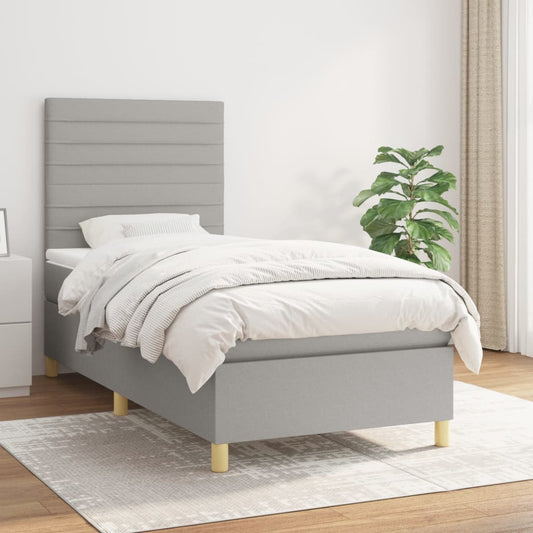 Giroletto a Molle con Materasso Grigio Chiaro 90x200 cm Tessuto | homemem39
