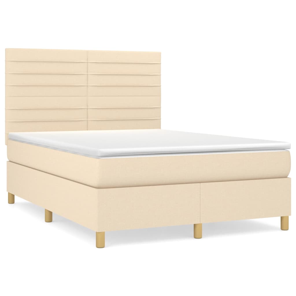Giroletto a Molle con Materasso Crema 140x19 cm in Tessuto | homemem39