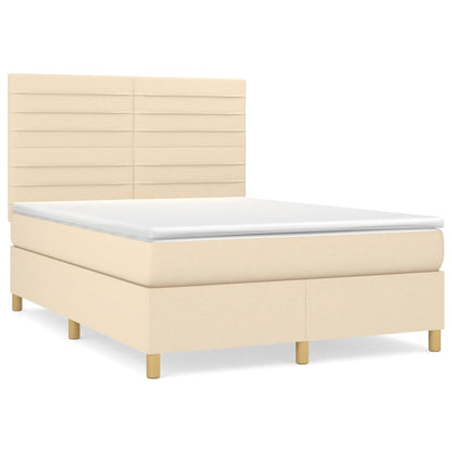 Giroletto a Molle con Materasso Crema 140x19 cm in Tessuto | homemem39