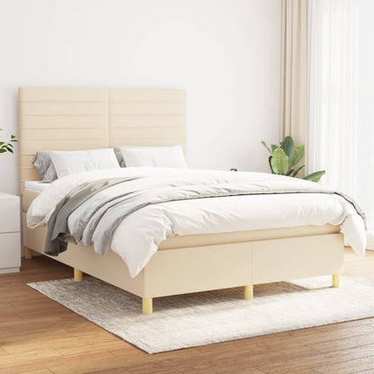 Giroletto a Molle con Materasso Crema 140x19 cm in Tessuto | homemem39