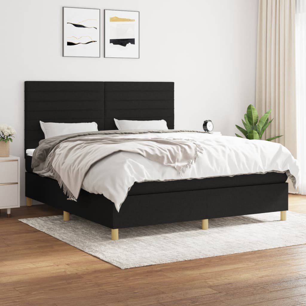 Giroletto a Molle con Materasso Nero 160x200 cm in Tessuto | homemem39