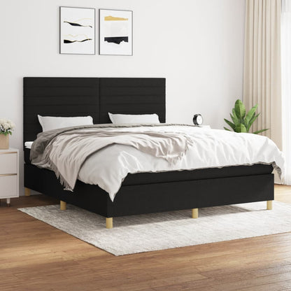 Giroletto a Molle con Materasso Nero 160x200 cm in Tessuto | homemem39