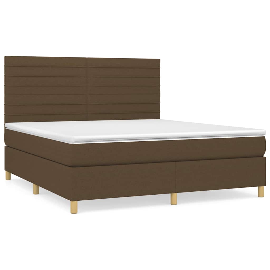 Giroletto a Molle con Materasso Marrone Scuro 180x200cm Tessuto | homemem39