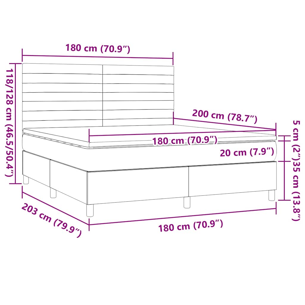 Giroletto a Molle con Materasso Marrone Scuro 180x200cm Tessuto | homemem39