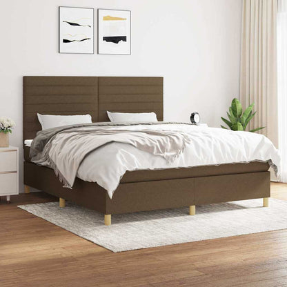 Giroletto a Molle con Materasso Marrone Scuro 180x200cm Tessuto | homemem39