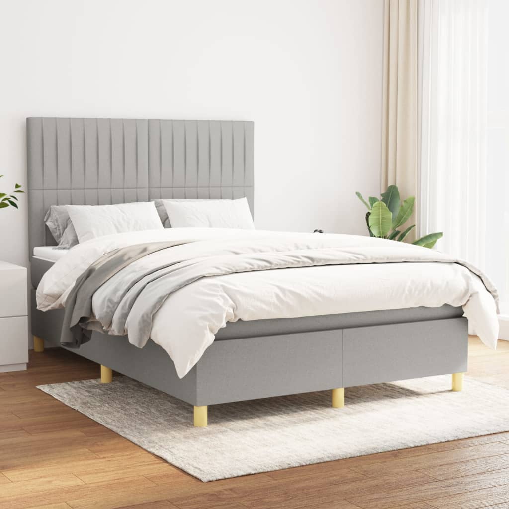 Giroletto a Molle con Materasso Grigio Chiaro 140x190cm Tessuto | homemem39