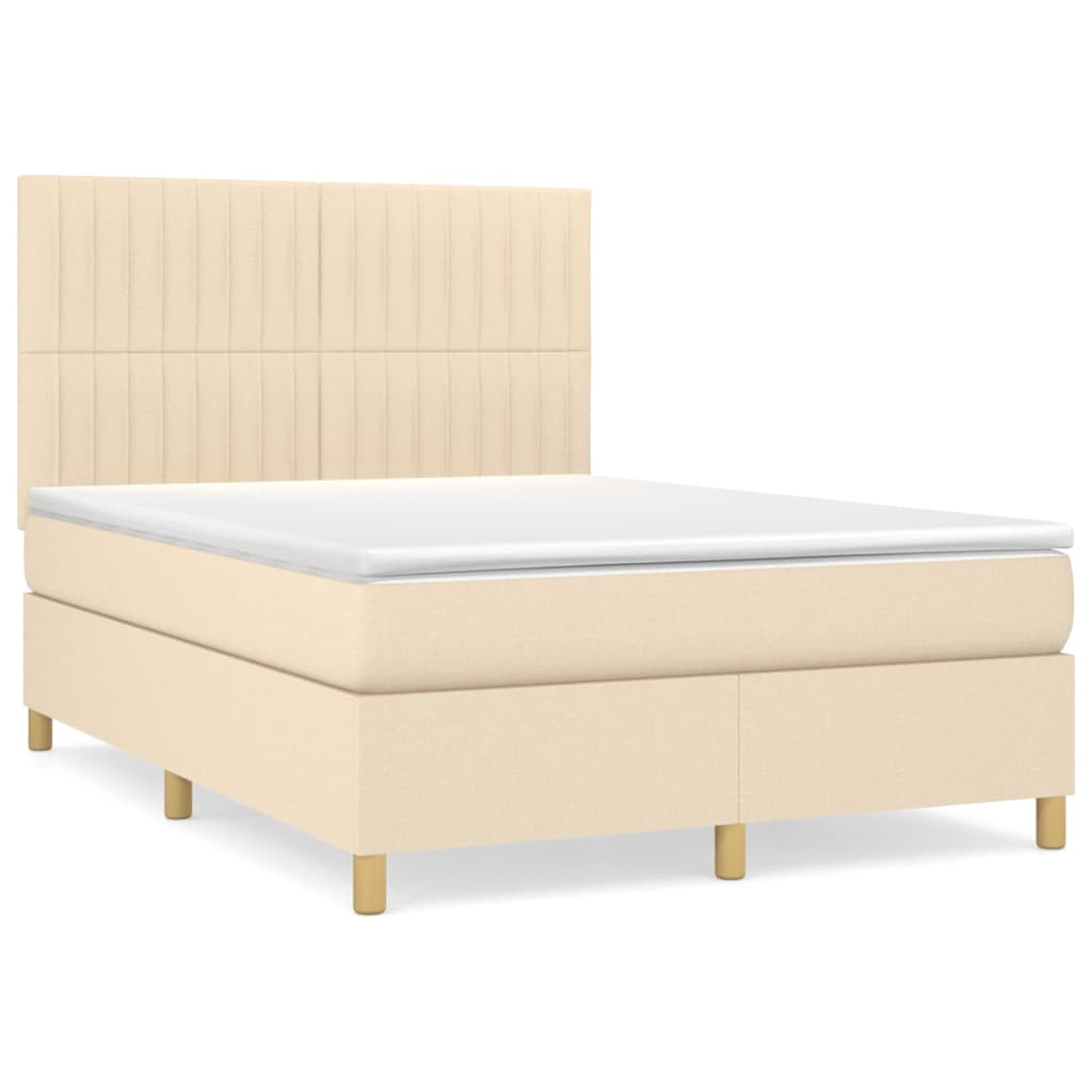 Giroletto a Molle con Materasso Crema 140x19 cm in Tessuto | homemem39
