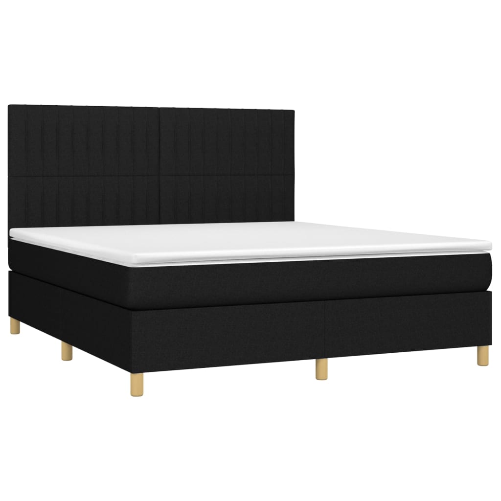 Giroletto a Molle con Materasso Nero 160x200 cm in Tessuto | homemem39