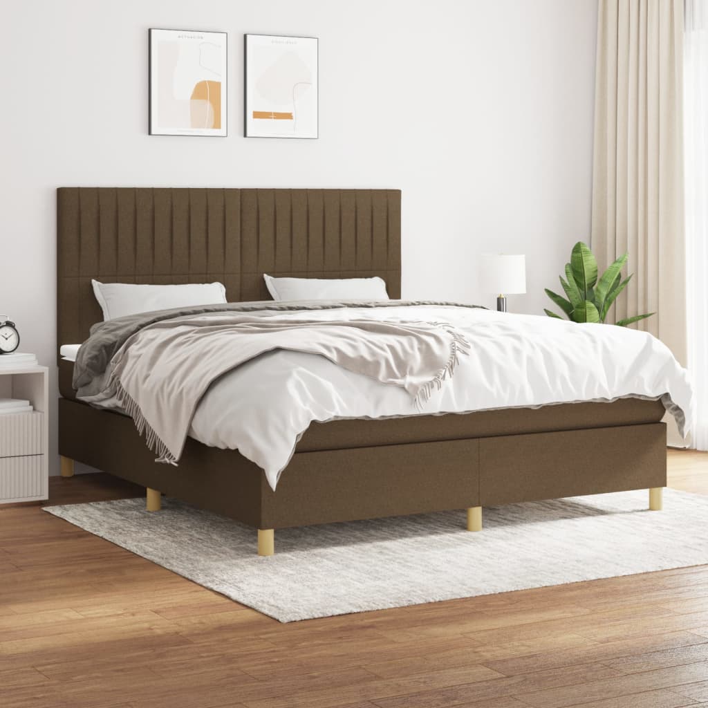 Giroletto a Molle con Materasso Marrone Scuro 160x200cm Tessuto | homemem39