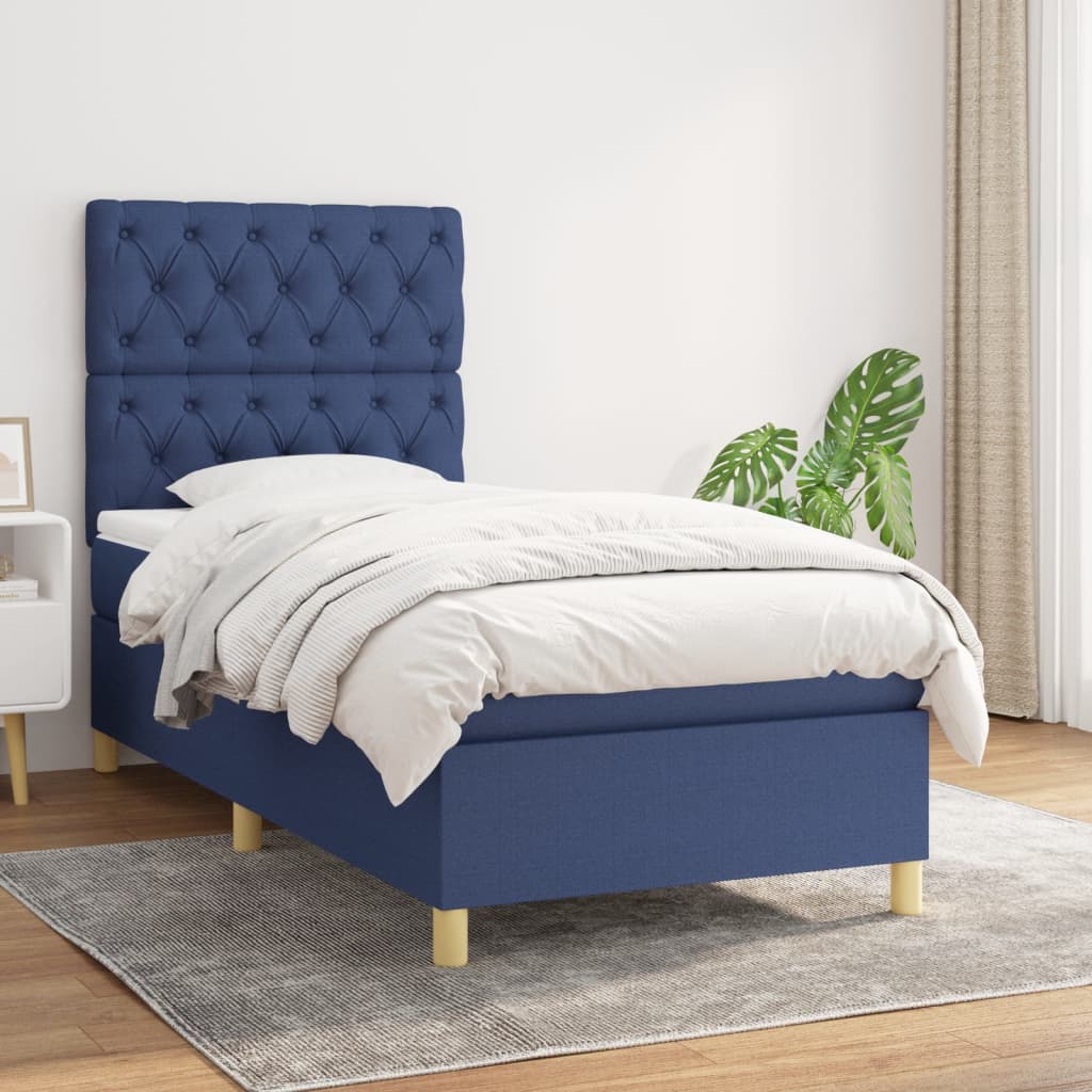 Giroletto a Molle con Materasso Blu 80x200 cm inTessuto | homemem39