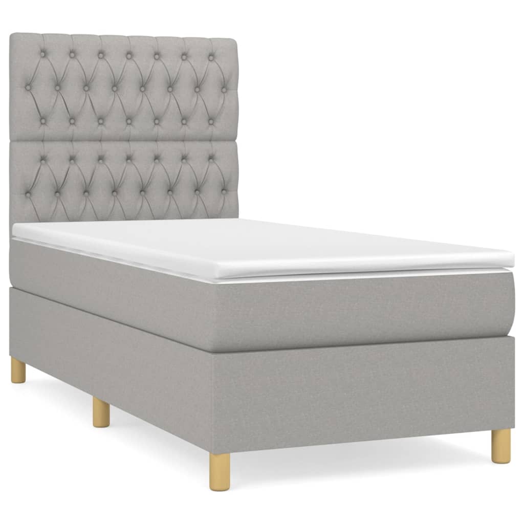 Giroletto a Molle con Materasso Grigio Chiaro 90x200 cm Tessuto | homemem39