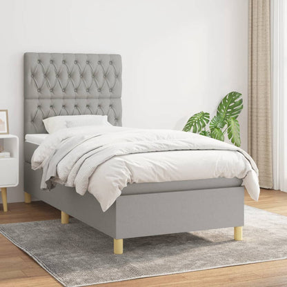 Giroletto a Molle con Materasso Grigio Chiaro 90x200 cm Tessuto | homemem39