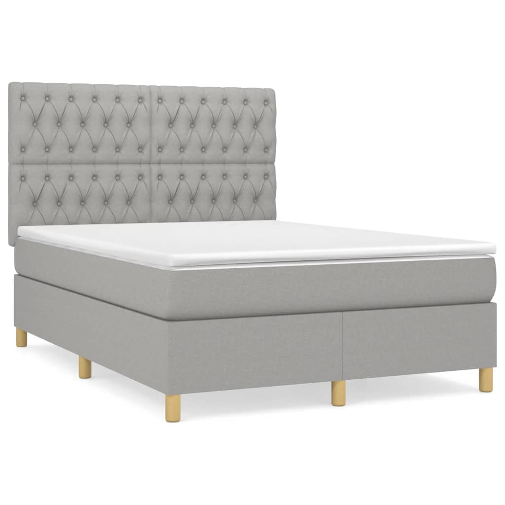 Giroletto a Molle con Materasso Grigio Chiaro 140x190cm Tessuto | homemem39