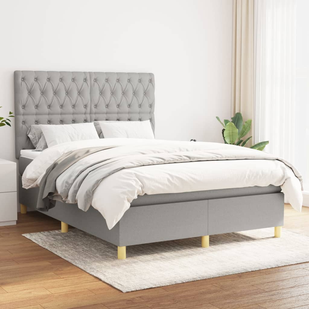 Giroletto a Molle con Materasso Grigio Chiaro 140x190cm Tessuto | homemem39