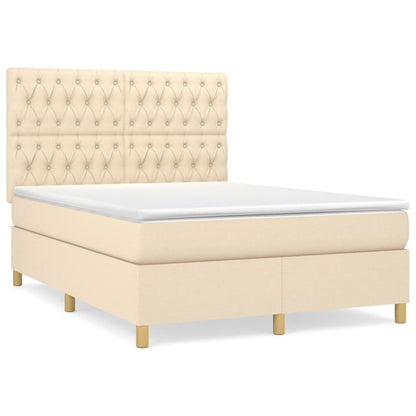 Giroletto a Molle con Materasso Crema 140x19 cm in Tessuto | homemem39