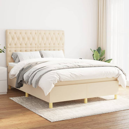 Giroletto a Molle con Materasso Crema 140x19 cm in Tessuto | homemem39