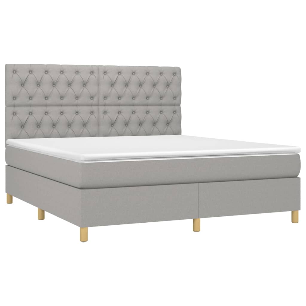 Giroletto a Molle con Materasso Grigio Chiaro160x200 cm Tessuto