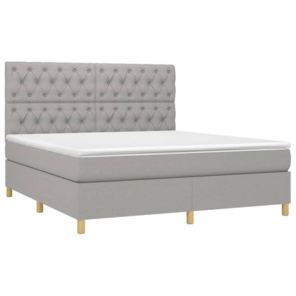 Giroletto a Molle con Materasso Grigio Chiaro160x200 cm Tessuto