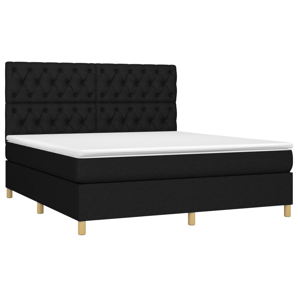 Giroletto a Molle con Materasso Nero 160x200 cm in Tessuto | homemem39