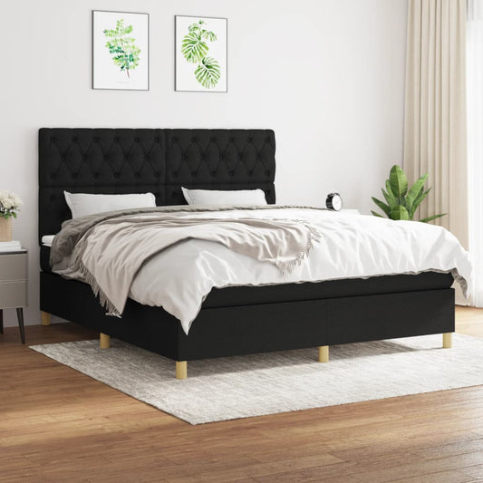 Giroletto a Molle con Materasso Nero 160x200 cm in Tessuto | homemem39