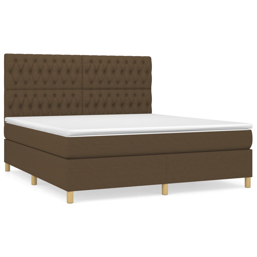 Giroletto a Molle con Materasso Marrone Scuro 180x200cm Tessuto | homemem39