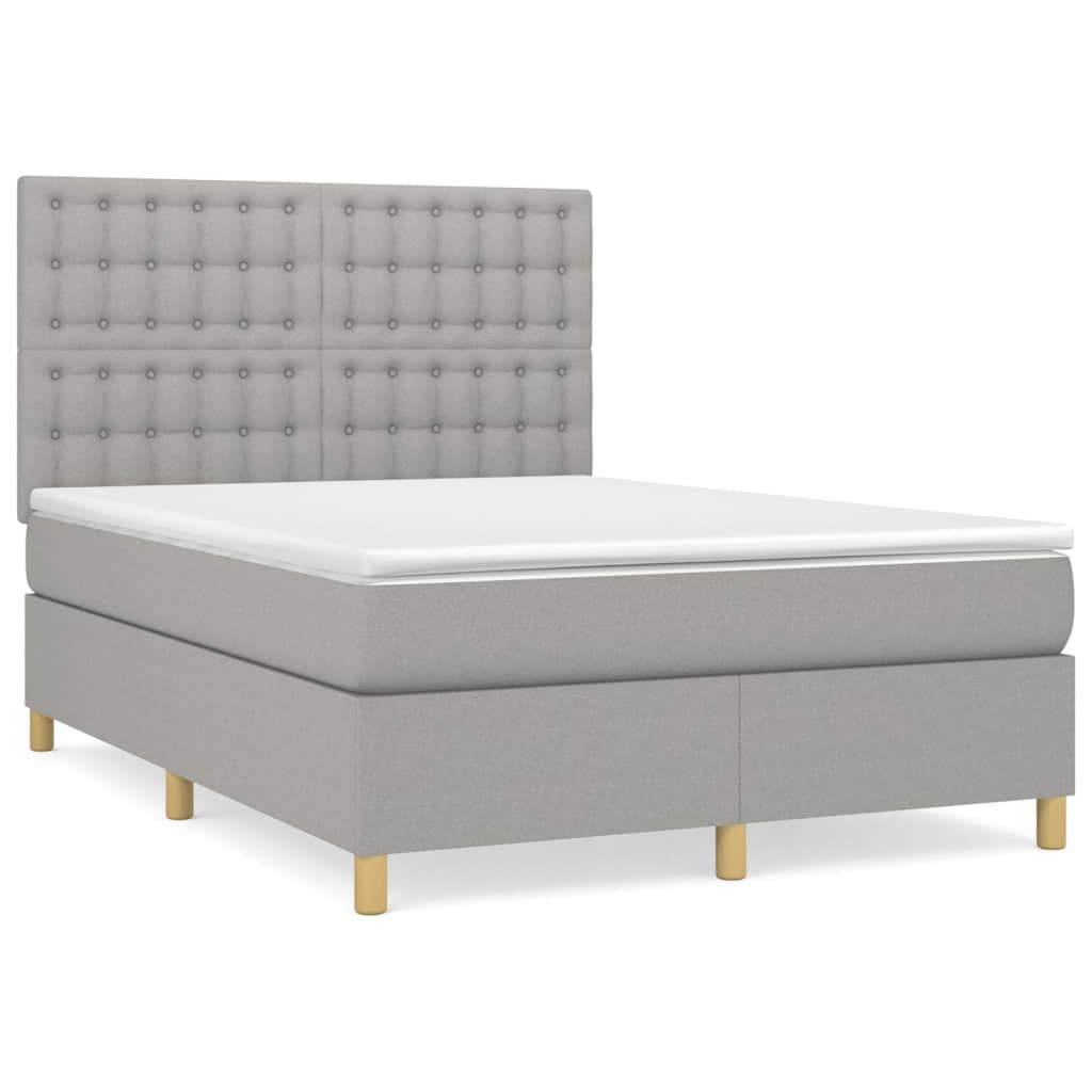 Giroletto a Molle con Materasso Grigio Chiaro 140x190cm Tessuto | homemem39