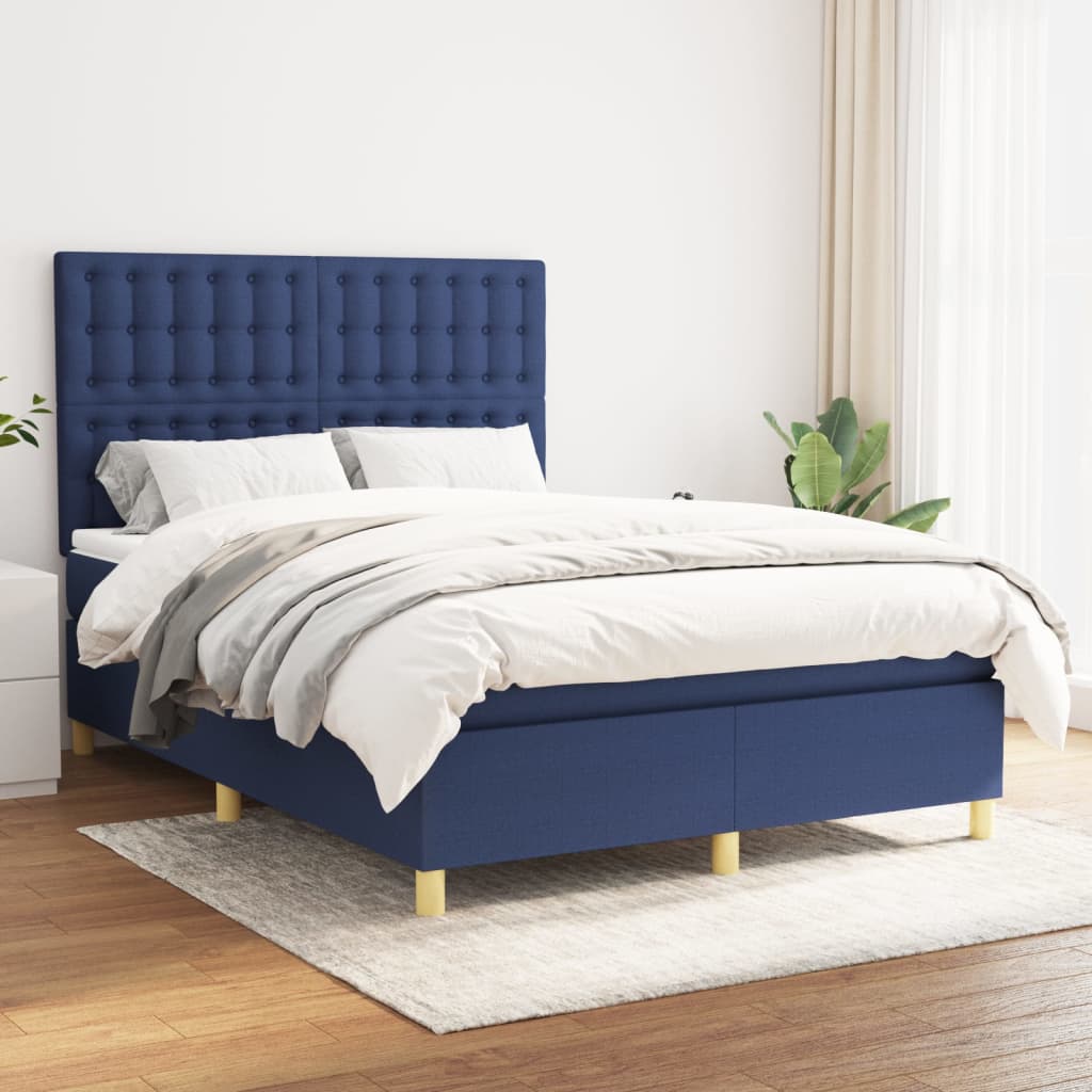 Giroletto a Molle con Materasso Blu 140x200 cm in Tessuto | homemem39