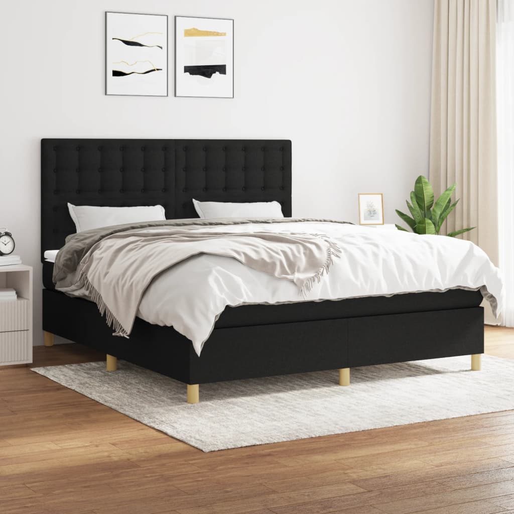 Giroletto a Molle con Materasso Nero 160x200 cm in Tessuto | homemem39