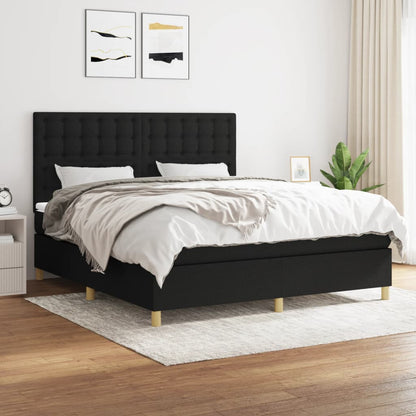 Giroletto a Molle con Materasso Nero 160x200 cm in Tessuto | homemem39