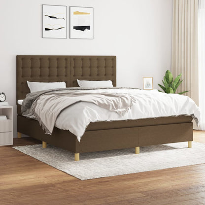 Giroletto a Molle con Materasso Marrone Scuro 160x200cm Tessuto | homemem39