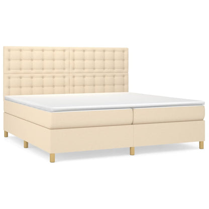 Giroletto a Molle con Materasso Crema 200x200 cm in Tessuto