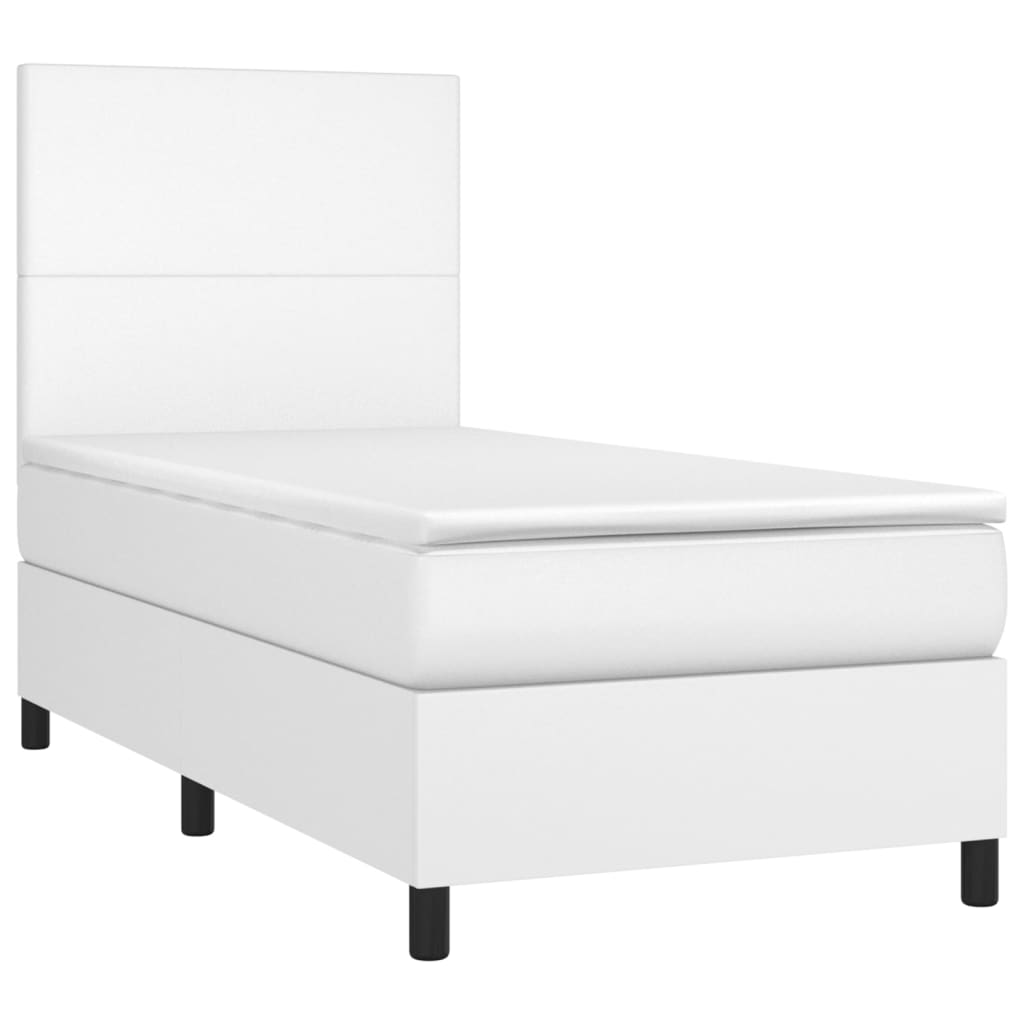Giroletto a Molle con Materasso Bianco 90x190 cm in Similpelle | homemem39