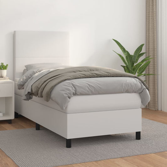 Giroletto a Molle con Materasso Bianco 90x190 cm in Similpelle | homemem39