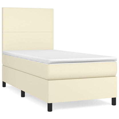 Giroletto a Molle con Materasso Crema 90x190 cm in Similpelle | homemem39