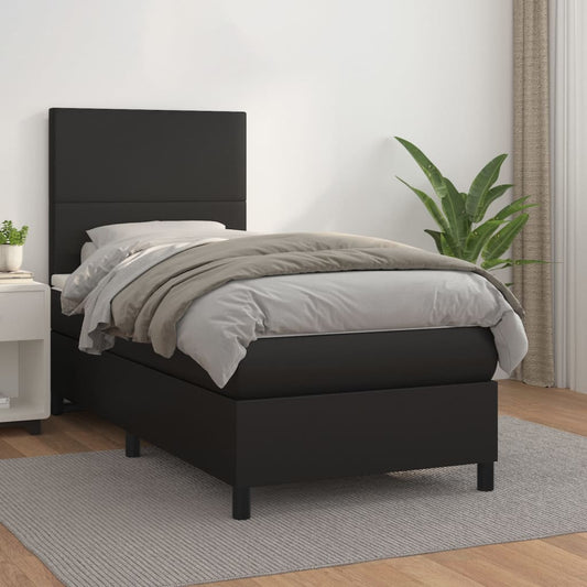 Giroletto a Molle con Materasso Nero 90x200 cm in Similpelle | homemem39