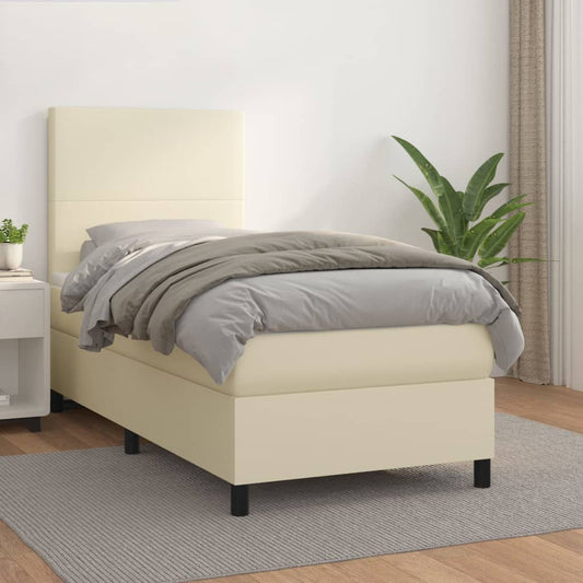 Giroletto a Molle con Materasso Crema 100x200 cm in Similpelle