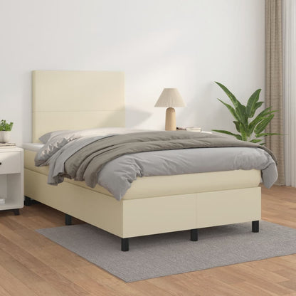 Giroletto a Molle con Materasso Crema 120x200 cm in Similpelle | homemem39