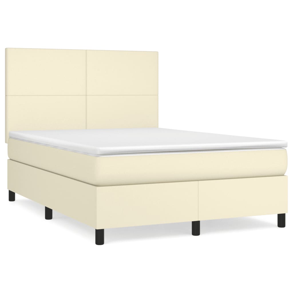 Giroletto a Molle con Materasso Crema 140x190 cm in Similpelle | homemem39
