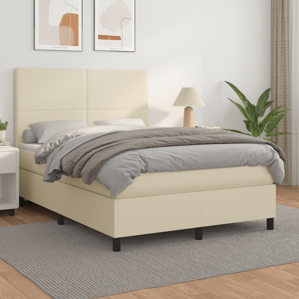 Giroletto a Molle con Materasso Crema 140x190 cm in Similpelle | homemem39