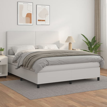 Giroletto a Molle con Materasso Bianco 160x200 cm in Similpelle