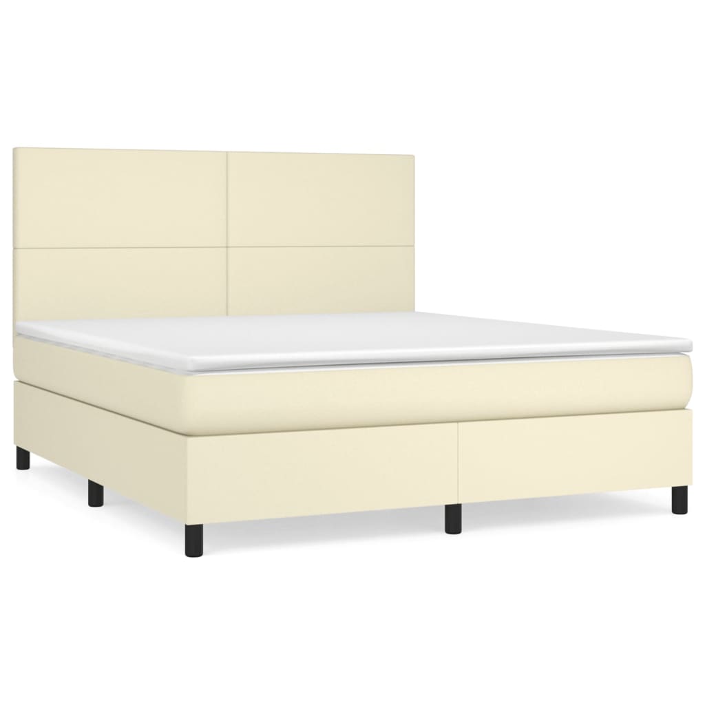 Giroletto a Molle con Materasso Crema 160x200 cm in Similpelle