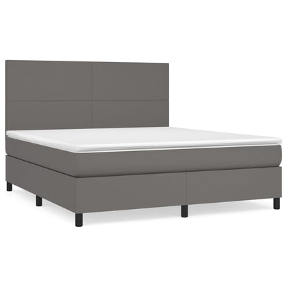 Giroletto a Molle con Materasso Grigio 160x200 cm in Similpelle | homemem39