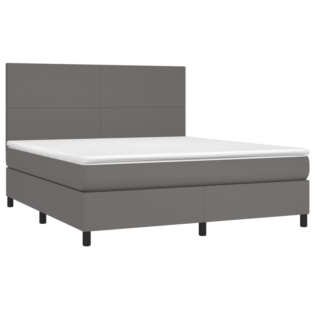Giroletto a Molle con Materasso Grigio 160x200 cm in Similpelle | homemem39