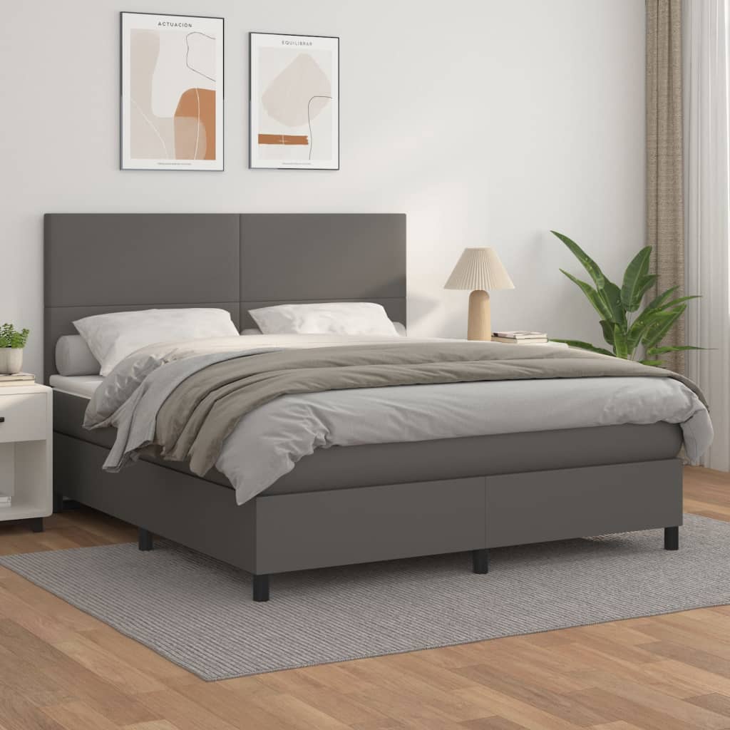 Giroletto a Molle con Materasso Grigio 160x200 cm in Similpelle | homemem39