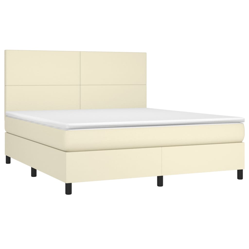 Giroletto a Molle con Materasso Crema 180x200 cm in Similpelle | homemem39