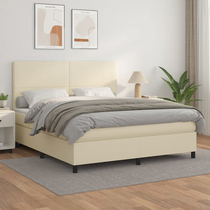Giroletto a Molle con Materasso Crema 180x200 cm in Similpelle | homemem39