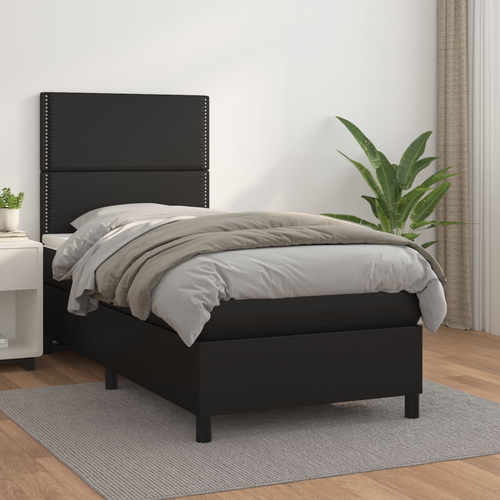 Giroletto a Molle con Materasso Nero 90x200 cm in Similpelle | homemem39