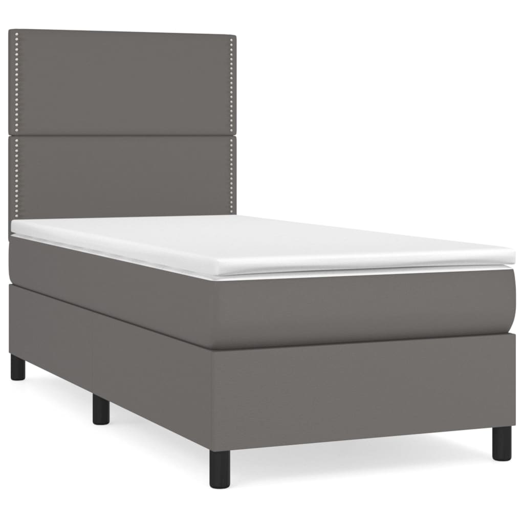 Giroletto a Molle con Materasso Grgio 90x200 cm in Similpelle | homemem39
